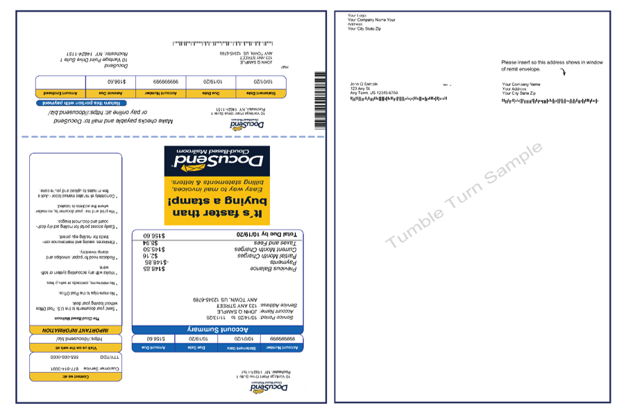 Mail invoices that have a bottom stub