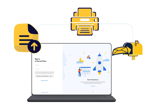 ServiceTitan invoice PDF uploaded to DocuSend for printing and mailing